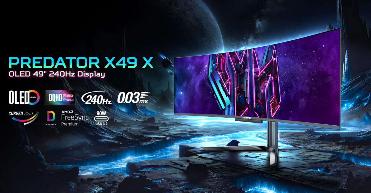 Màn hình Predator X49 X với tấm nền QD-OLED 240Hz