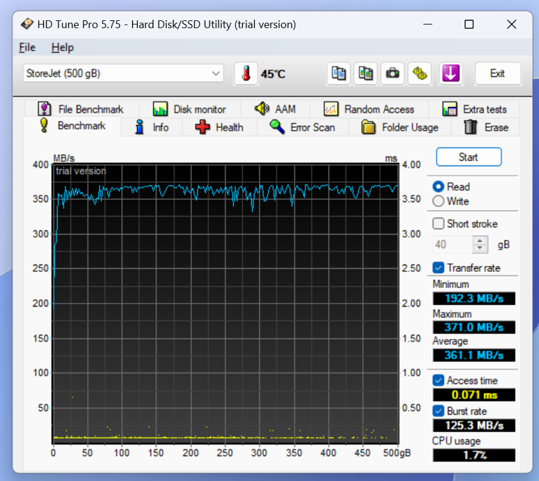 Tốc độ thực tế của Ổ cứng di động SSD Transcend ESD270C