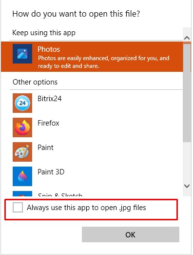 Cách thay đổi ứng dụng mặc định trên Windows 10, 11 bằng open with