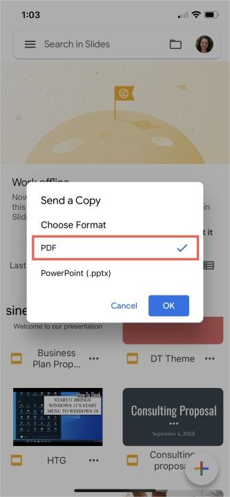 Lưu Google Slides dưới dạng PDF trên thiết bị di động