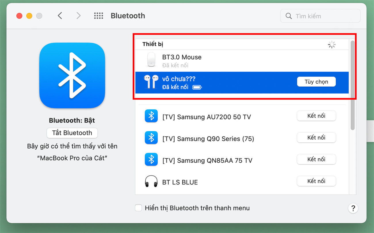 Cách kết nối tai nghe bluetooth trên MacOS
