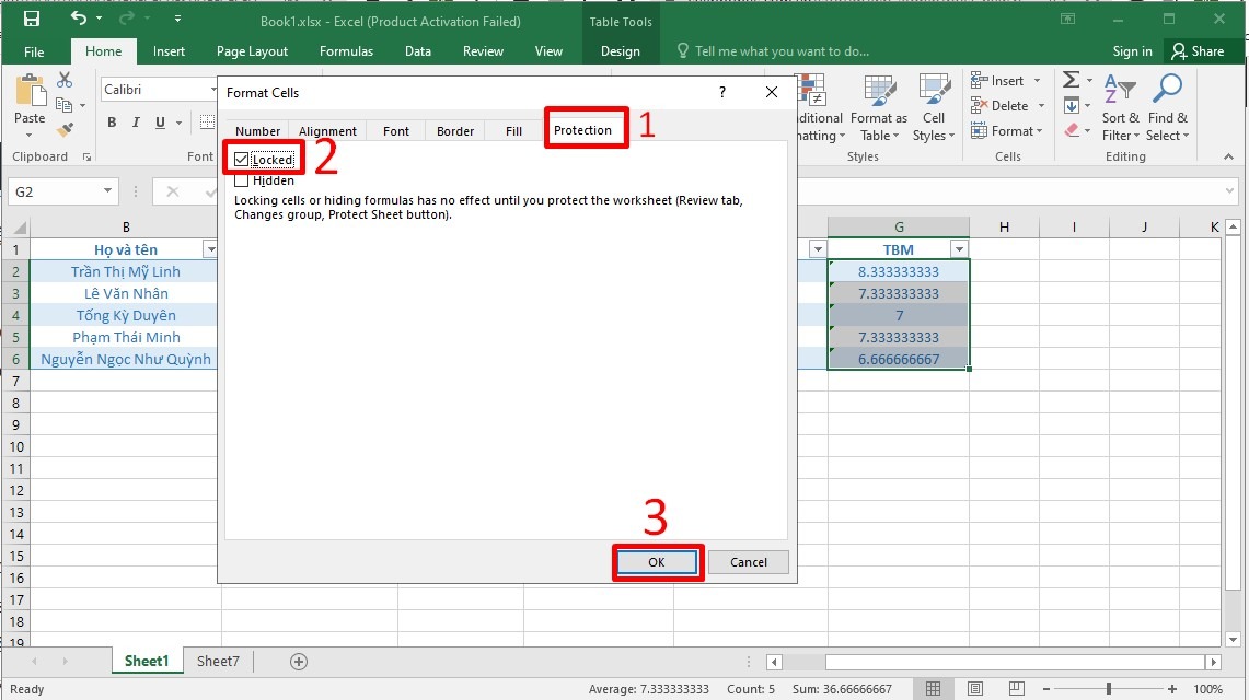 Khoá ô công thức đã chọn trong Excel 6