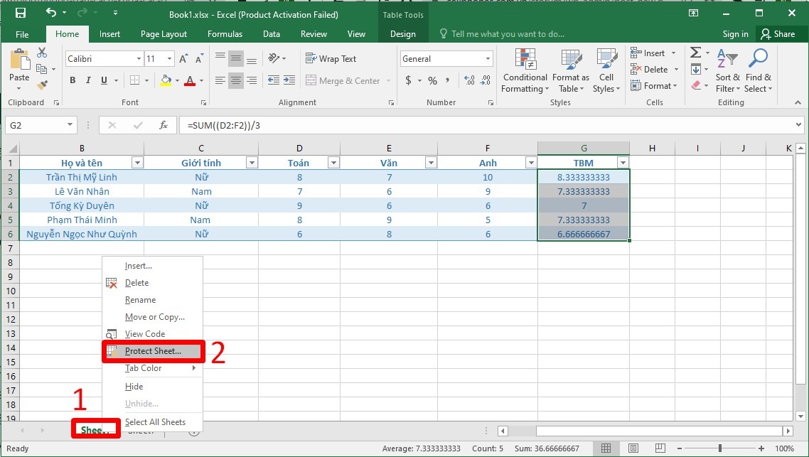 Khoá ô công thức đã chọn trong Excel 7