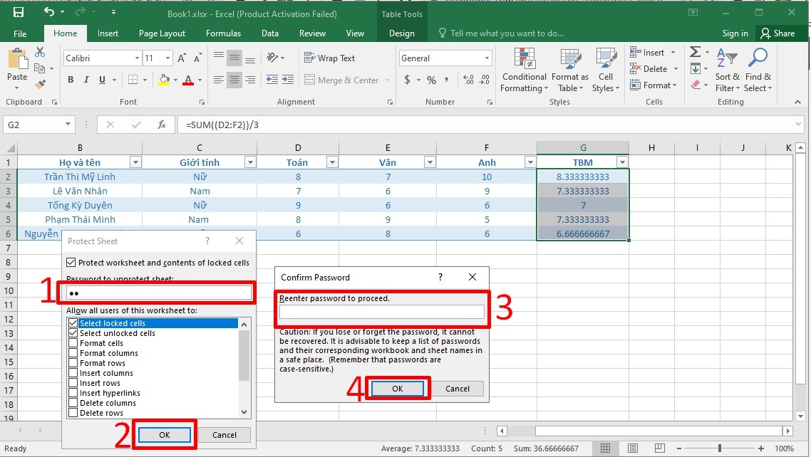 Khoá ô công thức đã chọn trong Excel 8