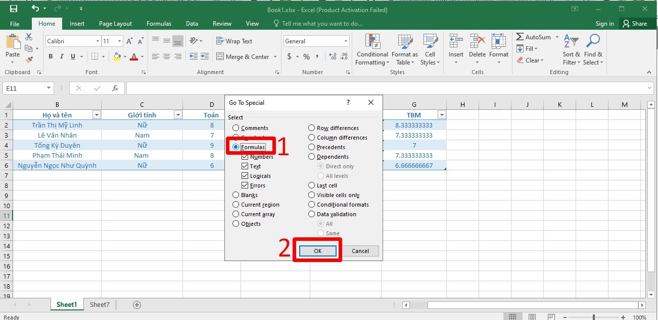 Khoá ô công thức đã chọn trong Excel 2