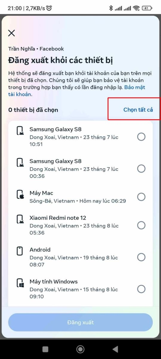 Hướng dẫn đăng xuất tài khoản facebook từ xa trên điện thoại