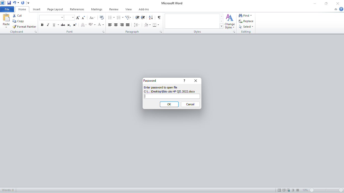cách đặt mật khẩu cho file word