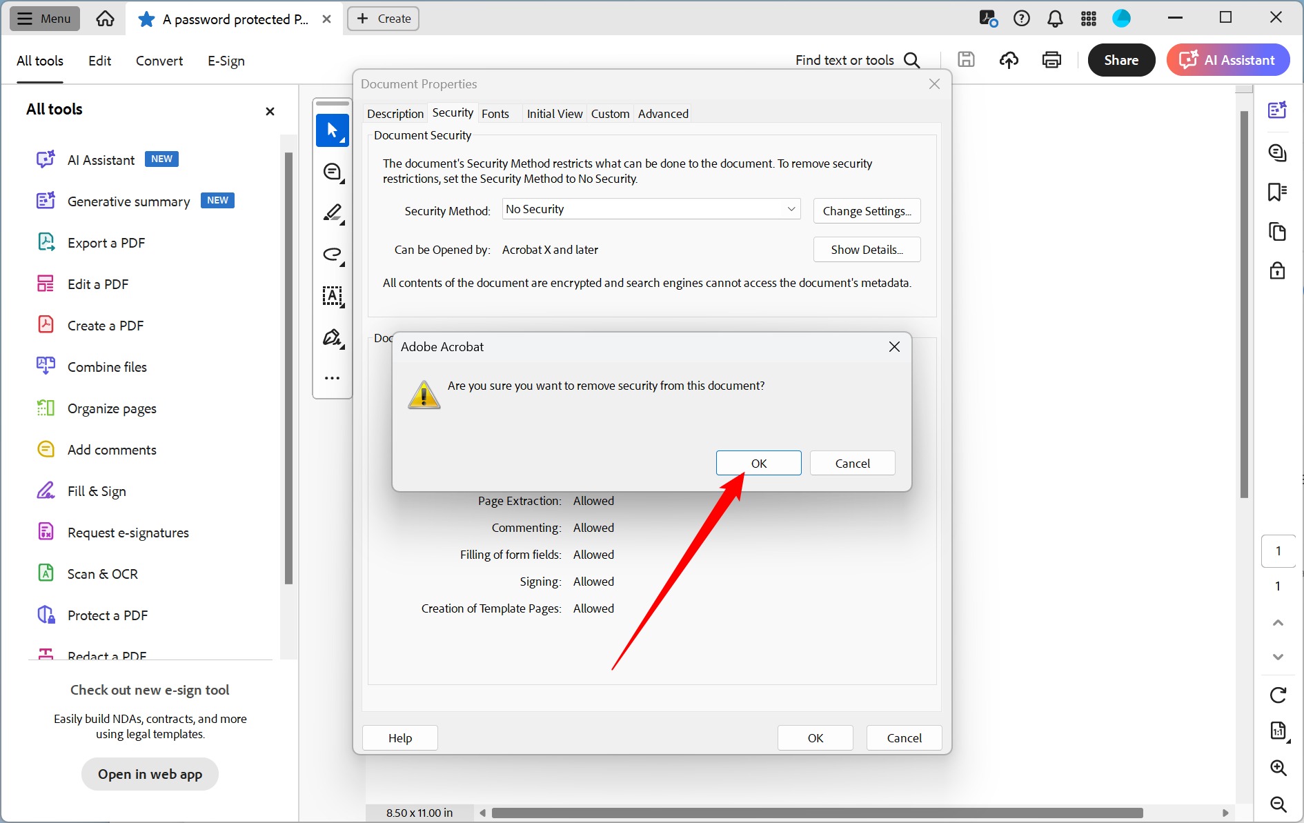 Sử dụng Adobe Acrobat Pro gỡ mật khẩu file PDF