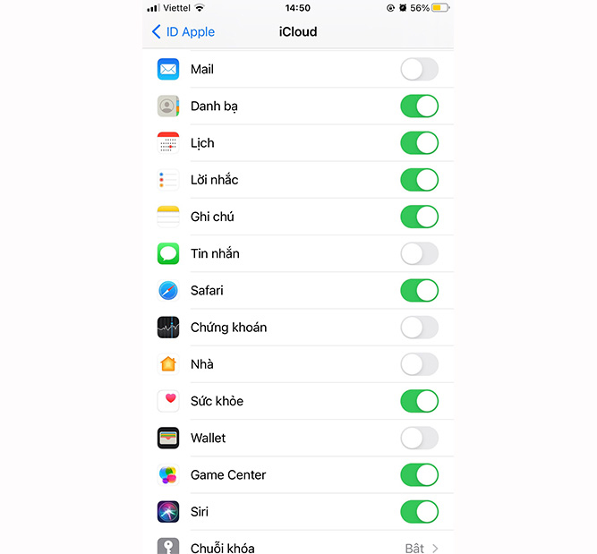 những mục nên giữ lại trên icloud