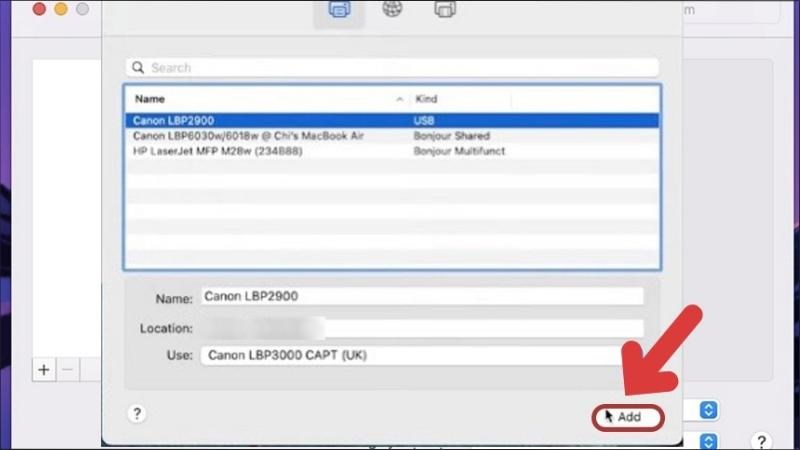 Kết nối máy in có dây với Macbook