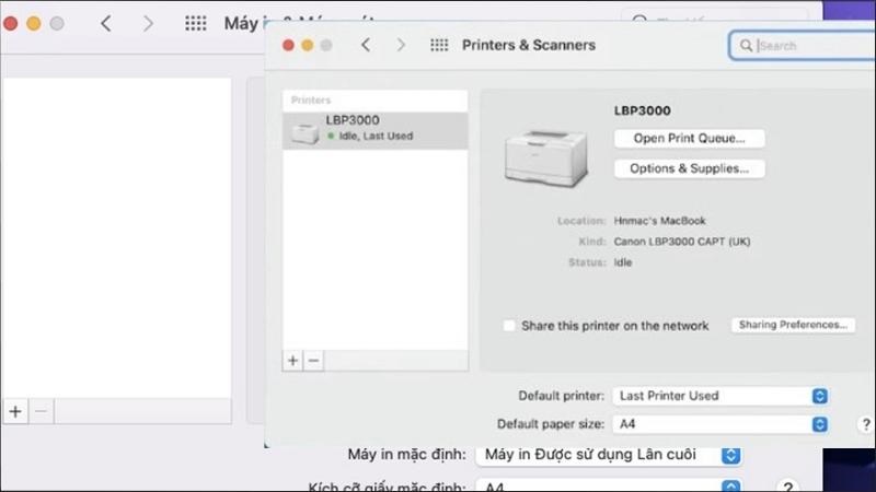 Kết nối máy in có dây với Macbook