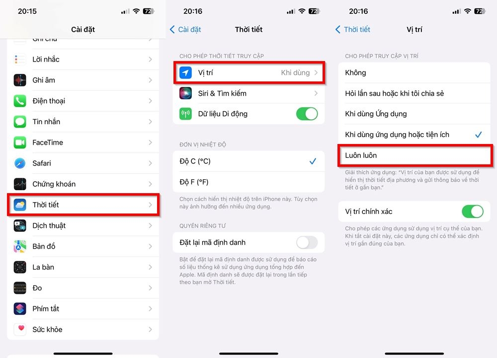 bật thông báo khi thời tiết nguy hiểm trên iPhone