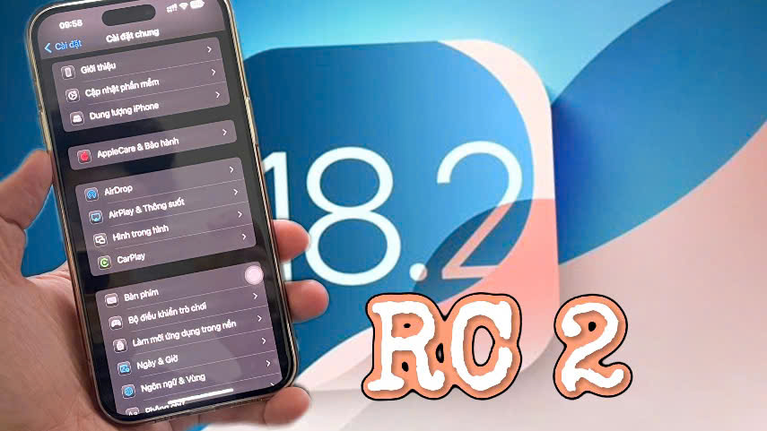 Cập nhật iOS 18.2 RC 2 