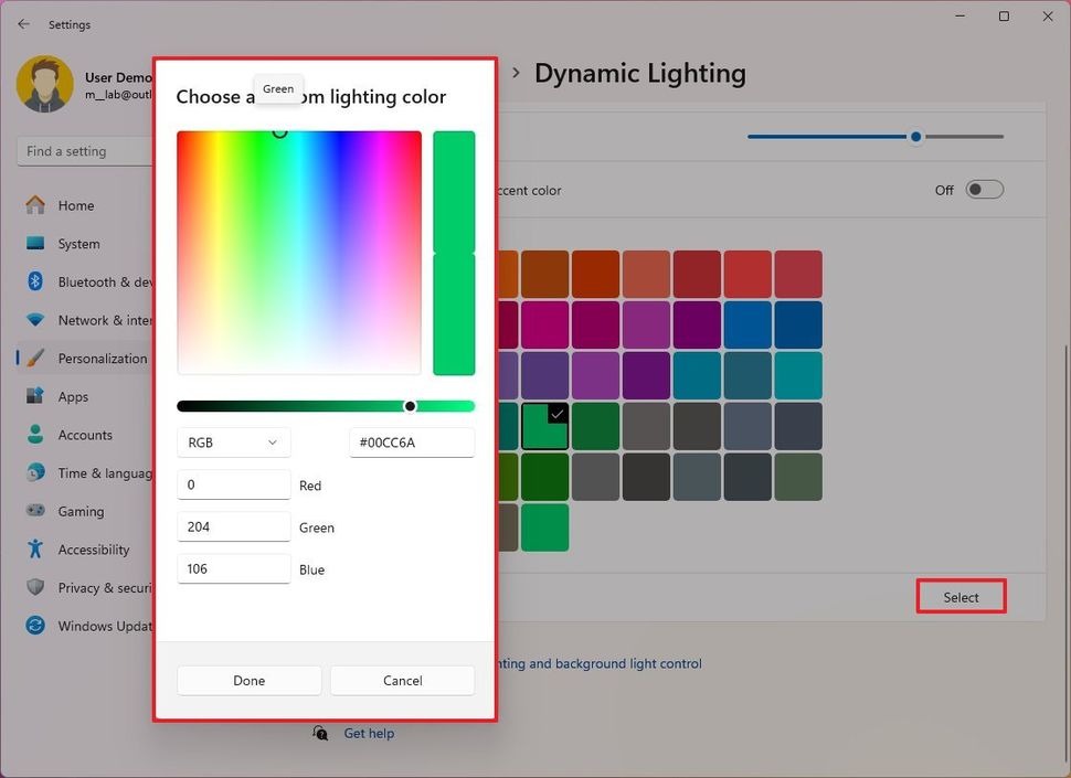 Cách thiết lập Dynamic Lighting trên Windows 11