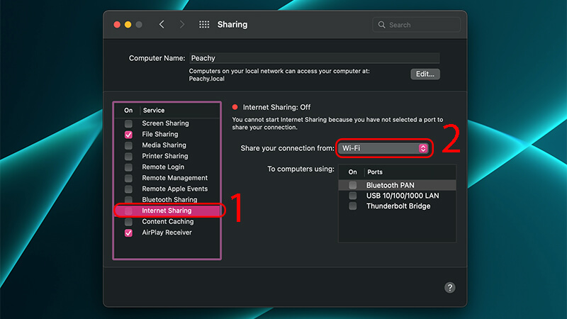 Cách phát WiFi từ laptop MacBook
