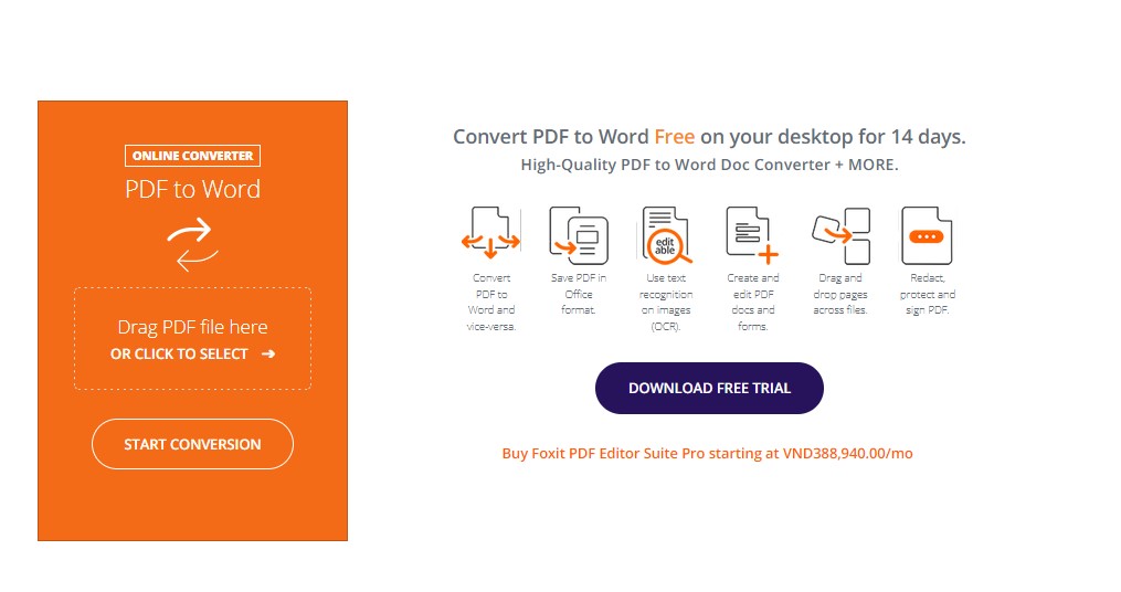 Chuyển file PDF sang Word bằng trang web