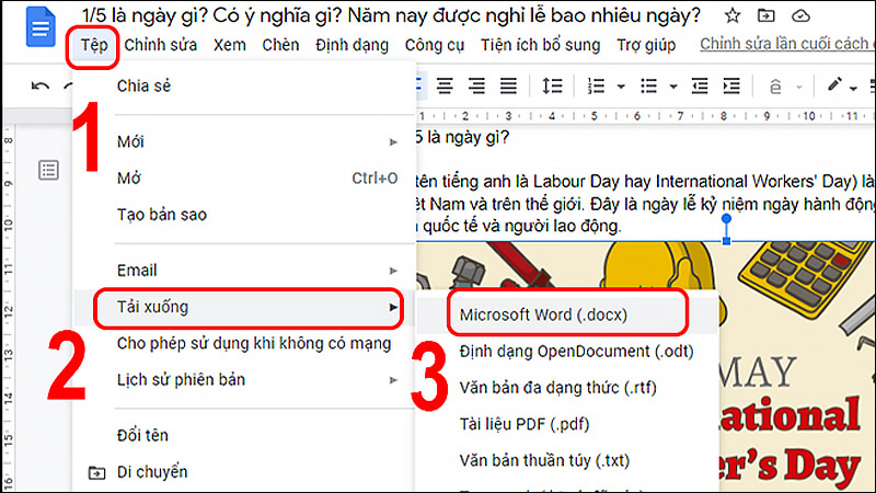 tải hình trong file Google Docs