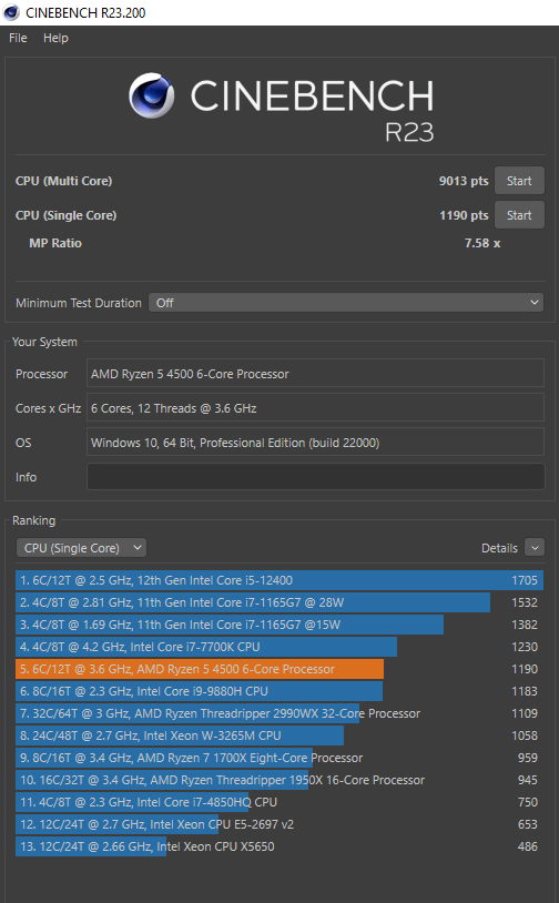 AMD Ryzen 5 4500 test