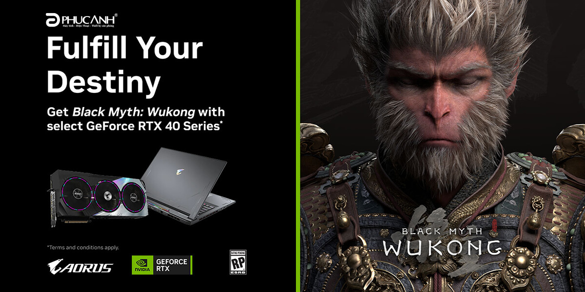 Tặng game Black Myth: Wukong khi mua Card đồ họa RTX & Laptop RTX 40 Series