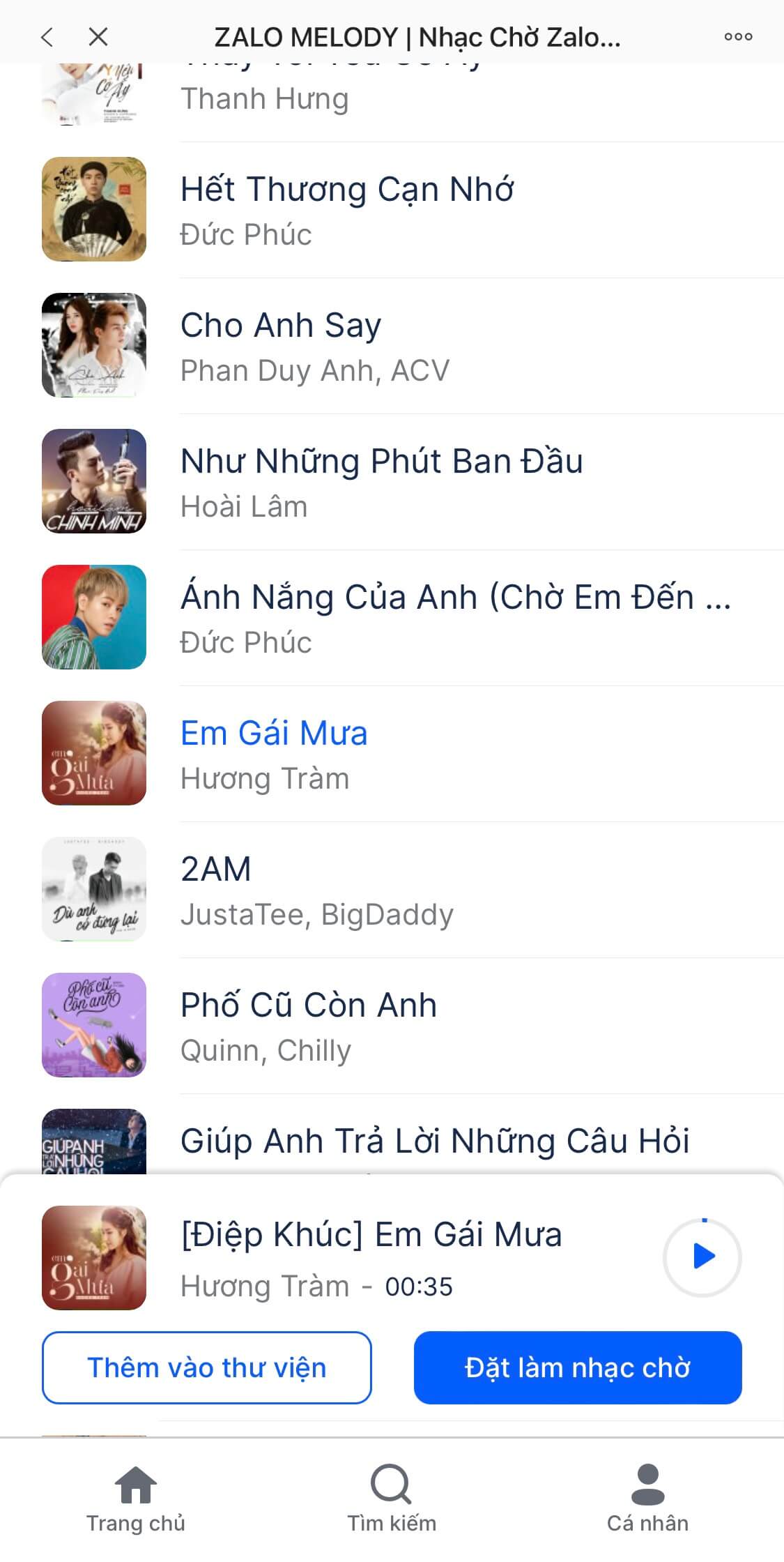 Cài đặt nhạc chờ cho cuộc gọi Zalo