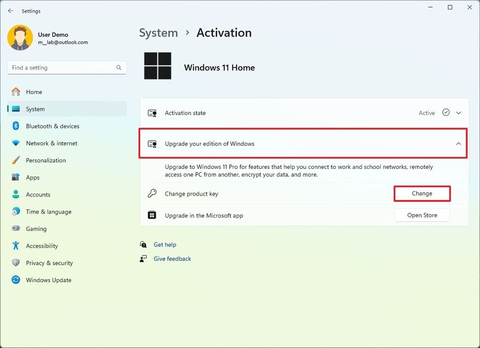 Cách nâng cấp lên Windows 11 Pro từ home bằng key hiện có