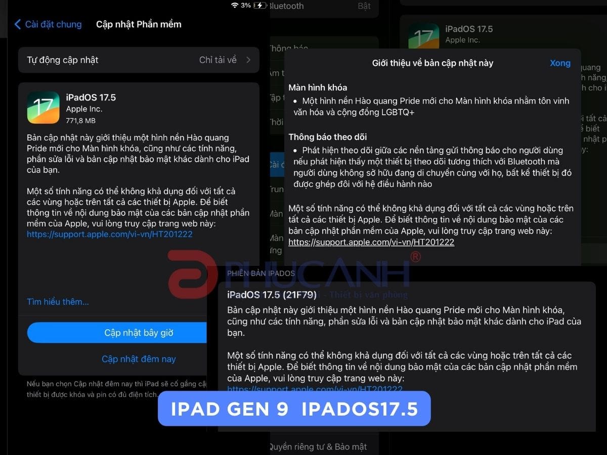 Hướng dẫn cập nhật & dung lượng bản cập nhật iPadOS 17.5