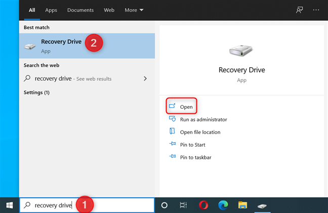 Tạo một bản backup bằng ứng dụng Recovery Drive