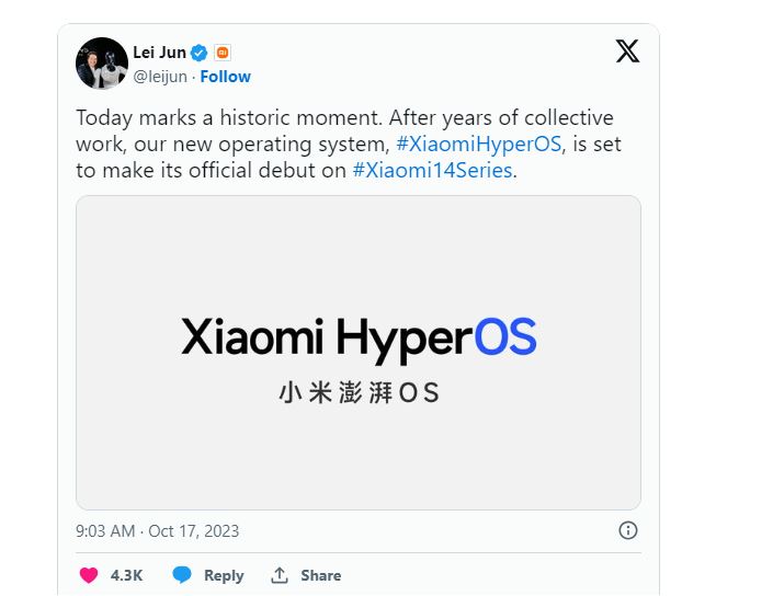 'HyperOS' mới của Xiaomi sẽ cung cấp năng lượng cho điện thoại thông minh của họ và hơn thế nữa 
