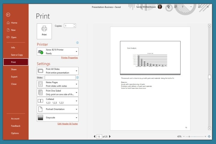 In slide PowerPoint có chú thích trên Windows