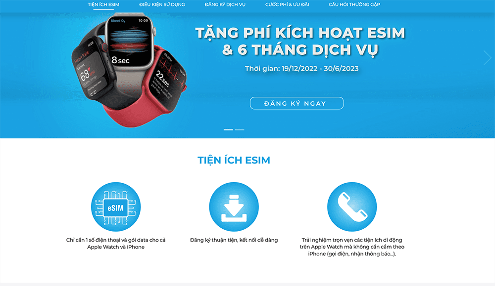 esim apple watch mạng vinaphone