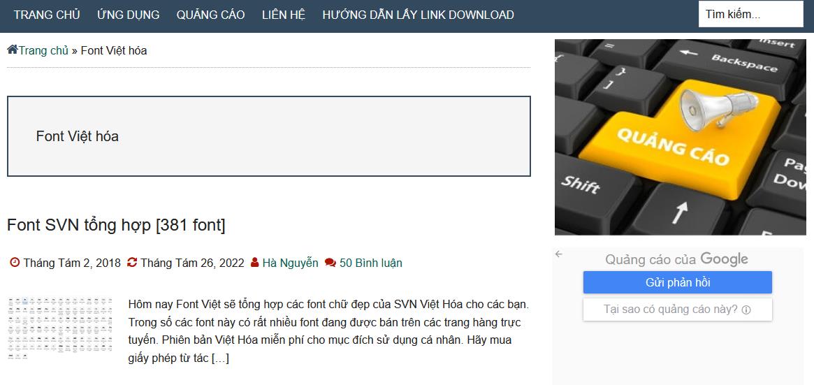 Trang web cung cấp font chữ Việt hóa tiện ích cho dân thiết kế