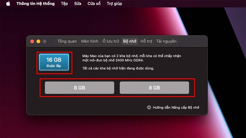 kiểm tra ram máy tính mac