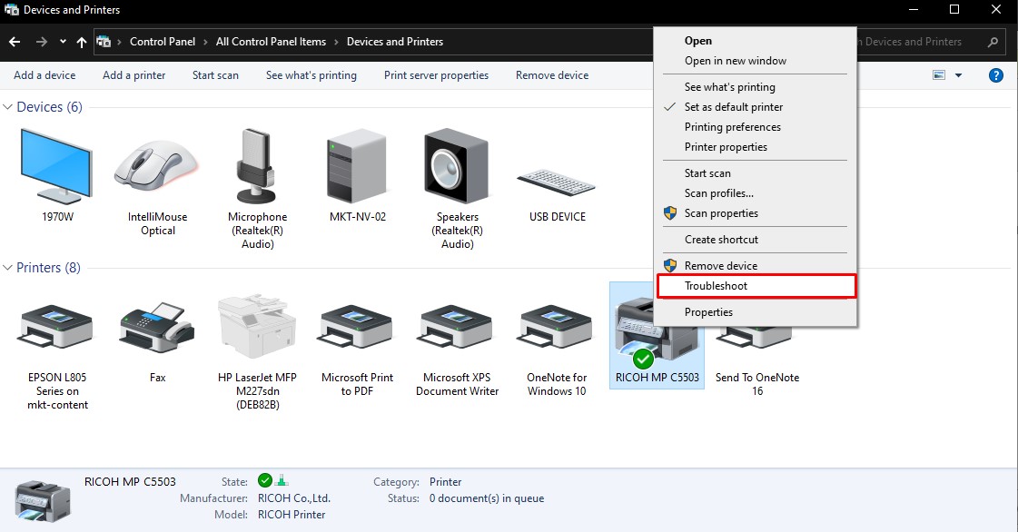 sửa lỗi windows cannot connect to the printer