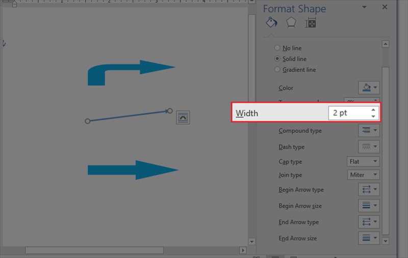 Hướng dẫn tuỳ chỉnh hình dạng mũi tên trong Word 