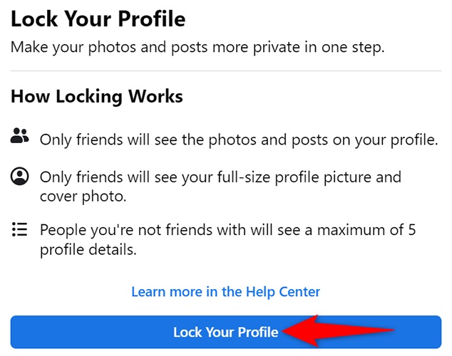 chế độ khóa profile Facebook