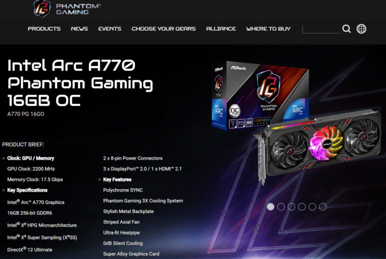  ASRock chính thức ra mắt Intel Arc A770 với bộ nhớ 16GB