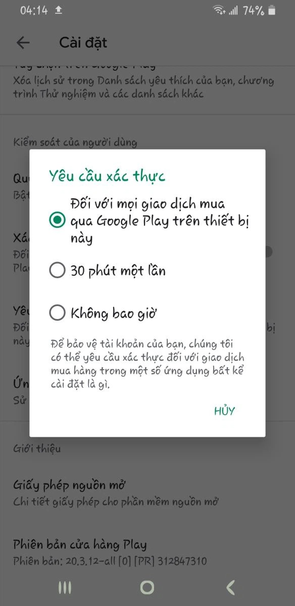 Hoàn tiền trên Google Play Store