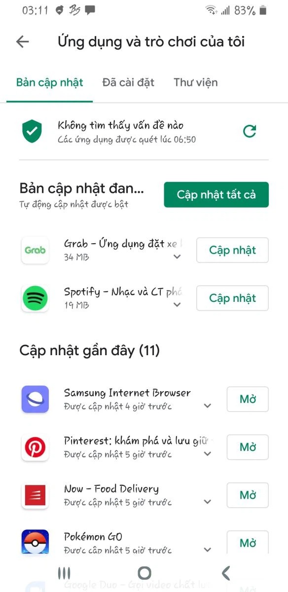 Quản lí ứng dụng trong Google Play Store