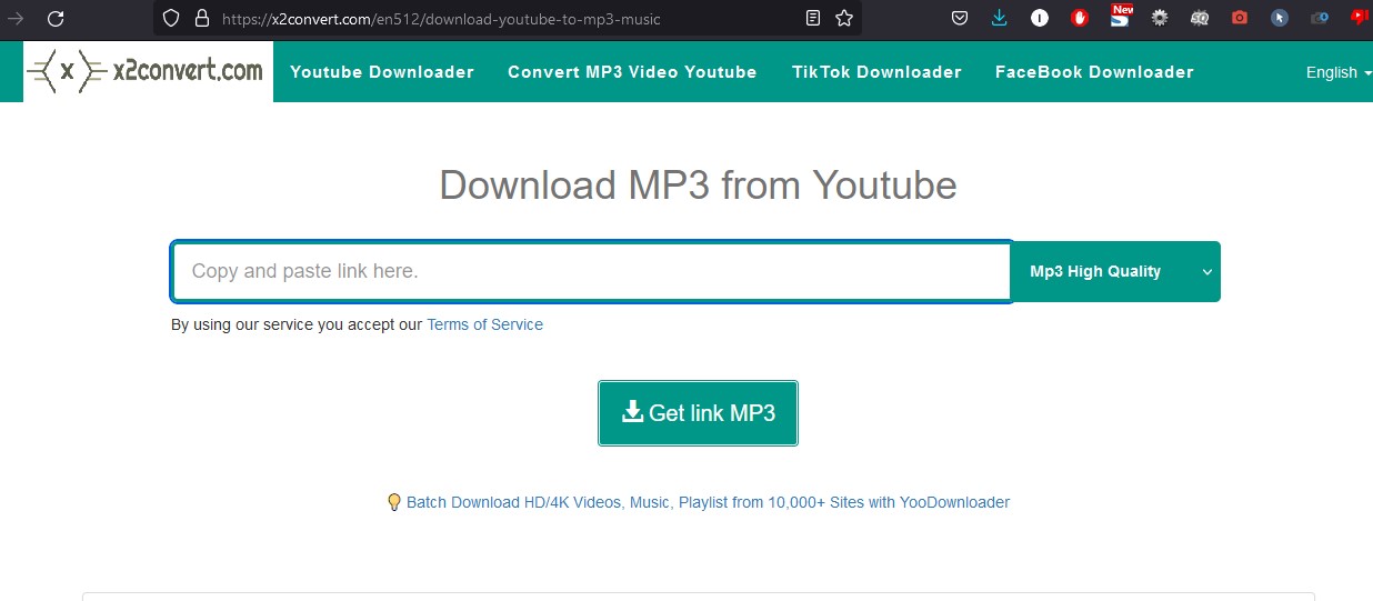 Chuyển video YouTube sang MP3 trên X2convert.com