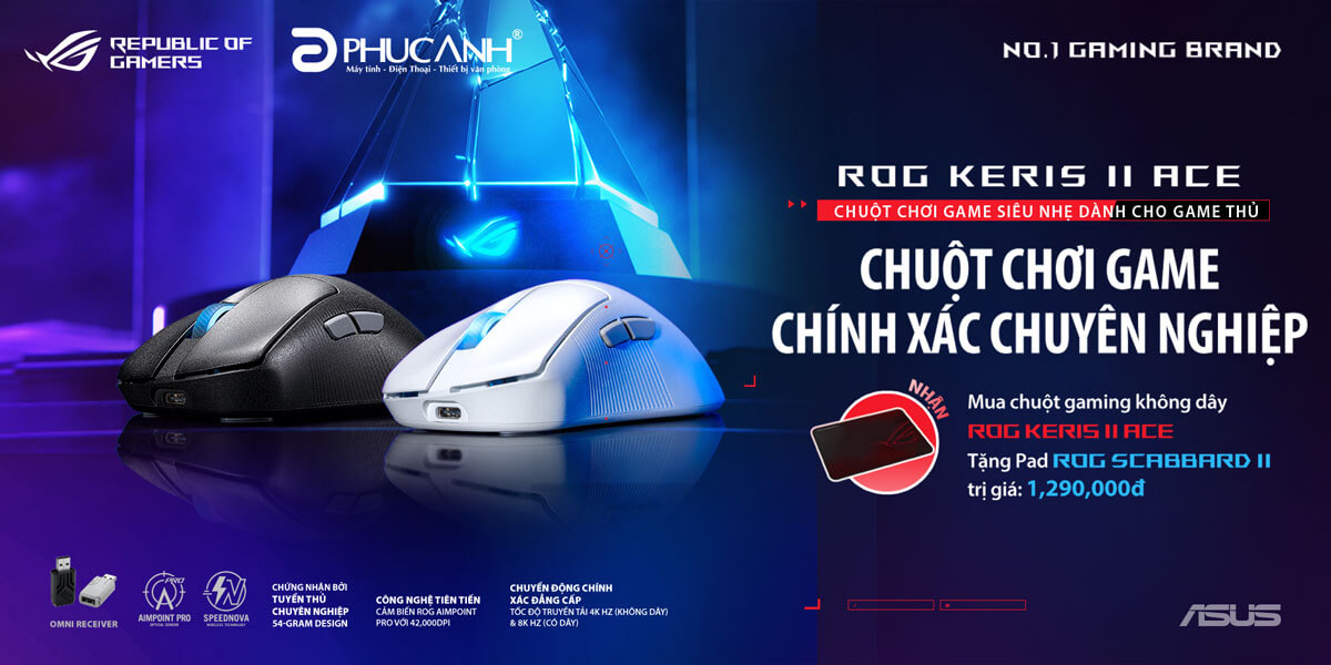 Chuột ROG Keris II Ace - Chuột Chơi Game Chính Xác Chuyên Nghiệp