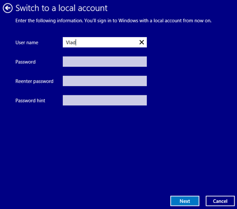 Hướng dẫn chuyển tài khoản Microsoft sang tài khoản Local trên Windows 8.1