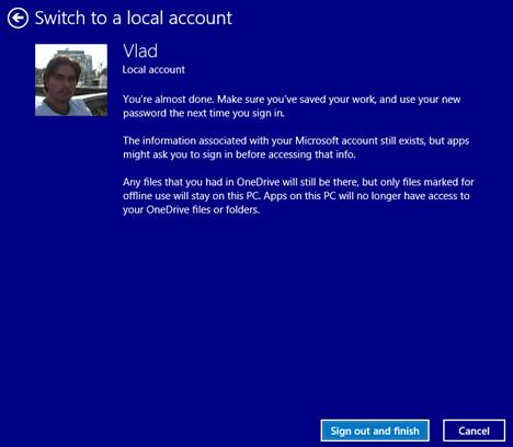 Hướng dẫn chuyển tài khoản Microsoft sang tài khoản Local trên Windows 8.1